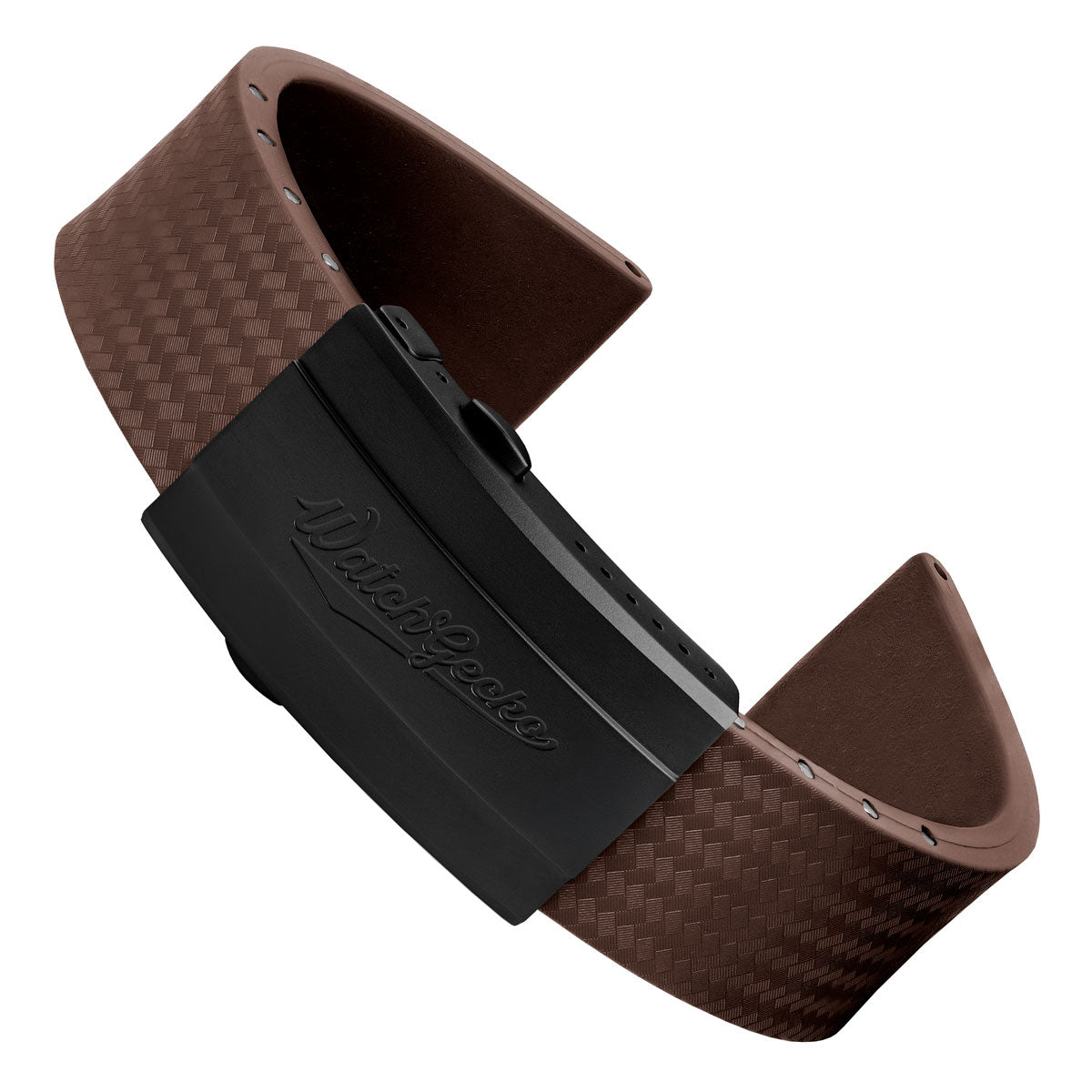 WatchGecko 400 Italian Rubber Divers Reversible Watch Strap - Brown - IP Black