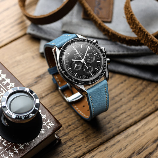 Hanley Epsom Alpine Leather Watch Strap - Light Blue