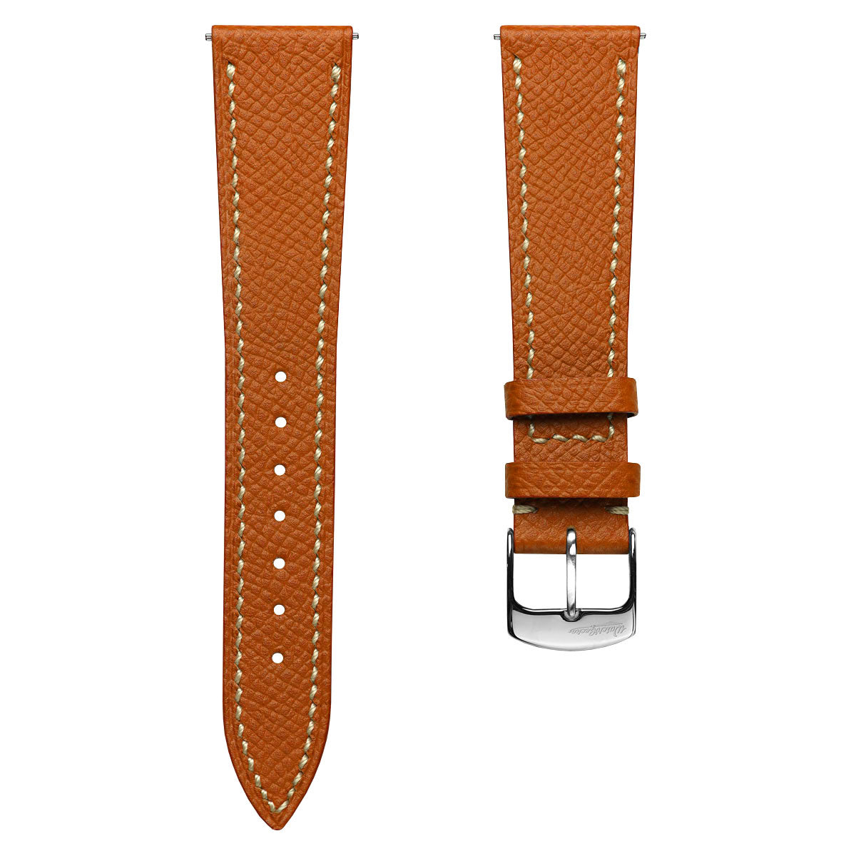 Hanley Textured Epsom Hand-Stitched Leather Watch Strap  - Orange