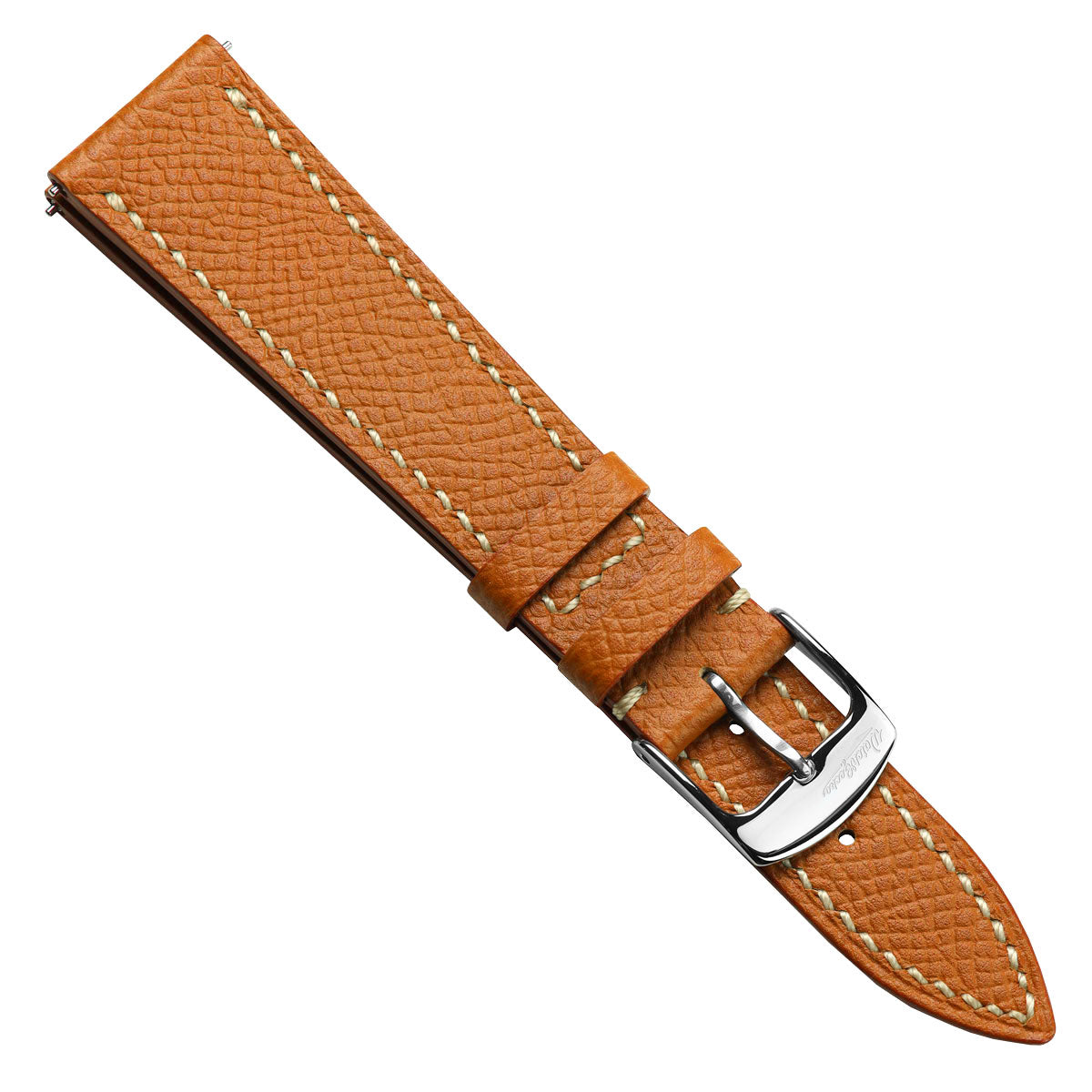 Hanley Textured Epsom Hand-Stitched Leather Watch Strap  - Orange