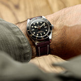 Arnhem Hand-Stitched Calf Leather Watch Strap - Alligator Print Black