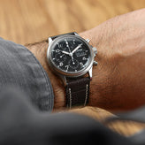 Arnhem Hand-Stitched Calf Leather Watch Strap - Alligator Print Chestnut Brown