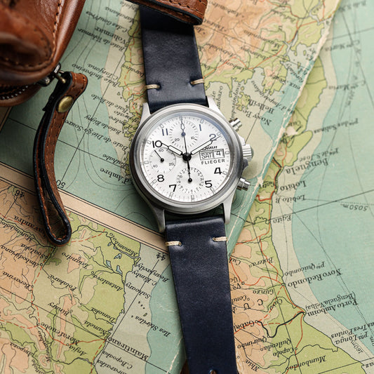 Cromford Horween Shell Cordovan Leather Watch Strap - Navy Blue