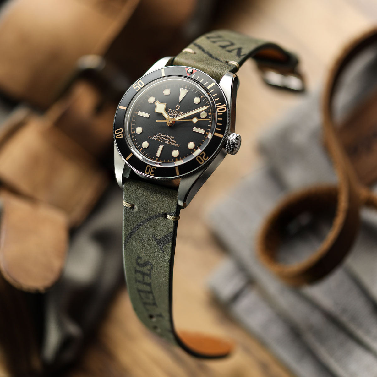 Inverted Watch Newham Inverted Horween Shell Cordovan Watch Strap - Olive Green ...