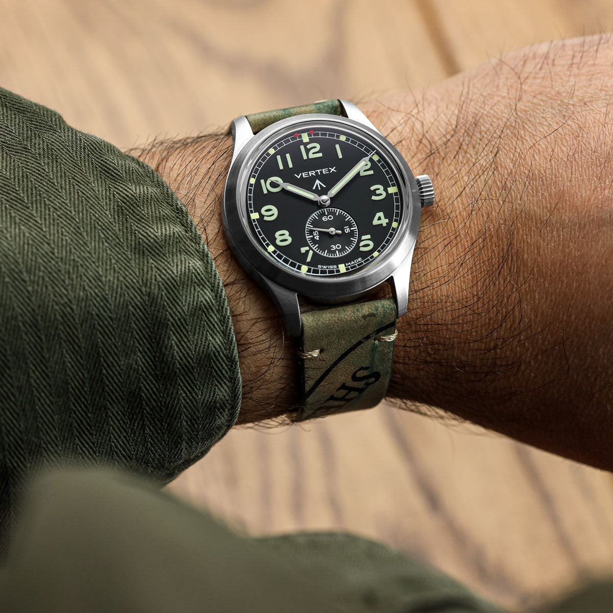 Inverted Watch Newham Inverted Horween Shell Cordovan Watch Strap - Sage Green ...