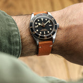 Finsbury Minerva Box Genuine Leather Watch Strap - Coral  on Tudor Black Bay 58