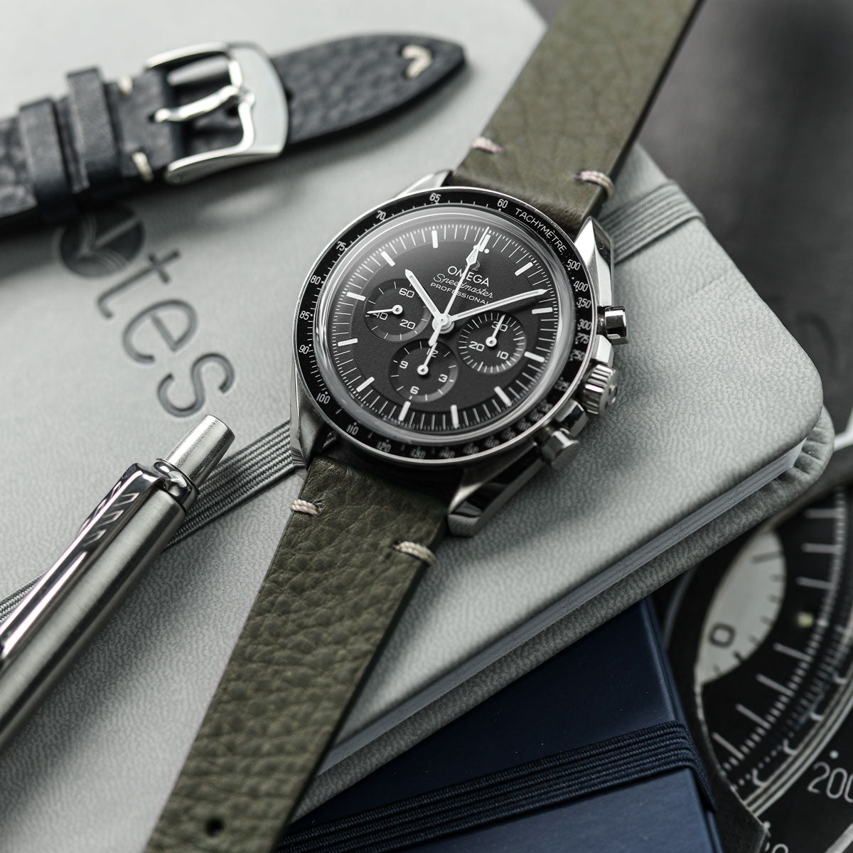 Badalassi Carlo Minerva Box Genuine Leather Watch Strap Olive