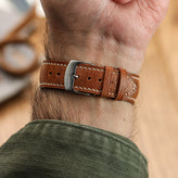 Lerano Tuscan Padded Leather Watch Strap  - Cognac