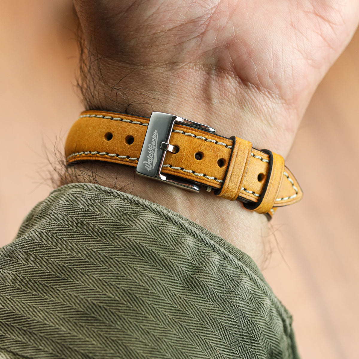Original Highley Half Padded Martino Italian Leather Watch Strap - Wheatfield