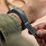 Original Highley Padded Crazy Horse Italian Leather Watch Strap - Peacock