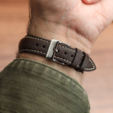 Original Highley Padded Denim Italian Leather Watch Strap - Black
