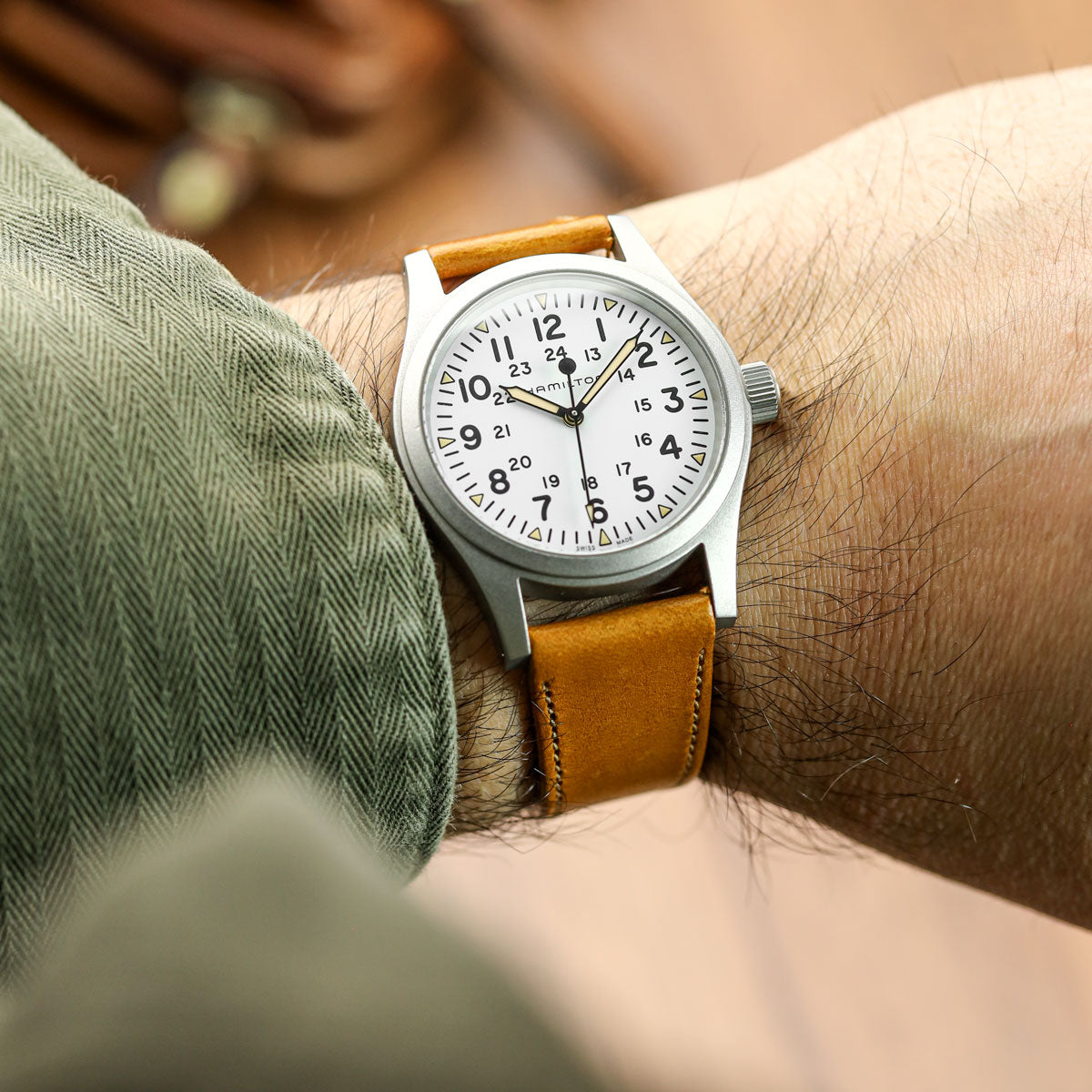Missouri Vintage Leather Watch Strap - Amber Tan