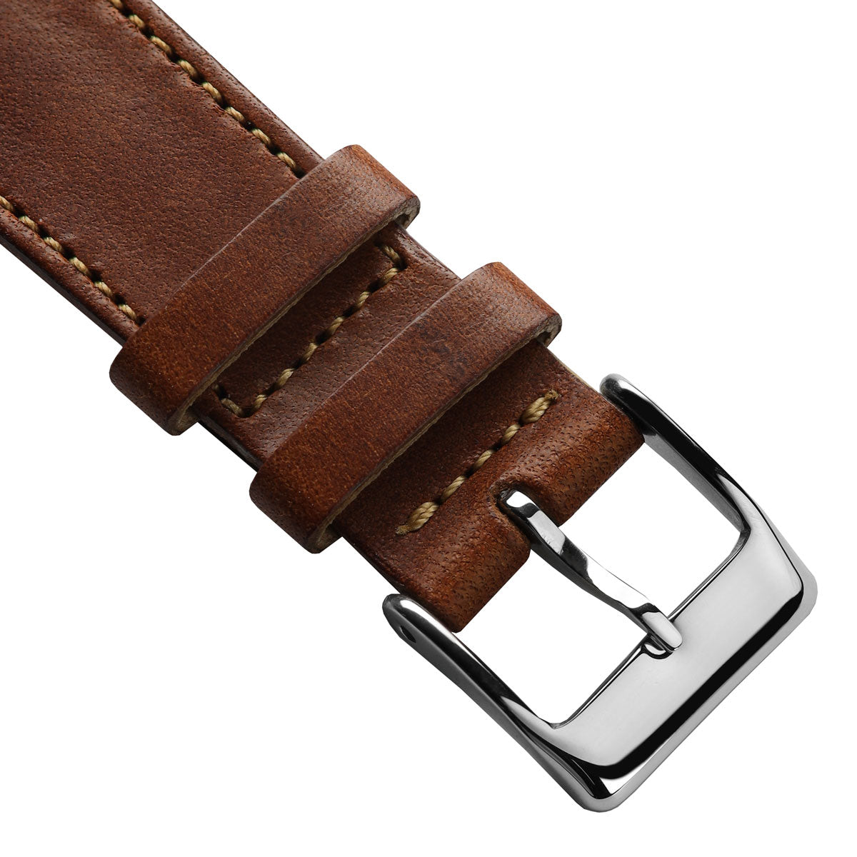 Missouri Vintage Leather Watch Strap - Saddle Brown