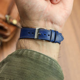 Missouri Vintage Leather Watch Strap - Navy