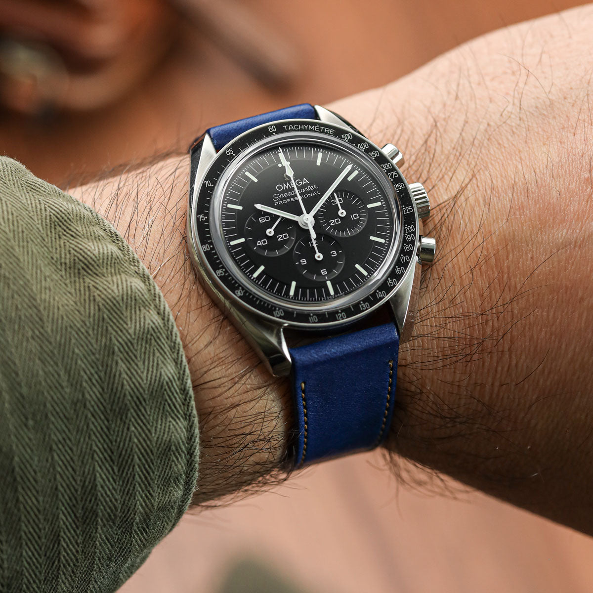 Missouri Vintage Leather Watch Strap - Navy