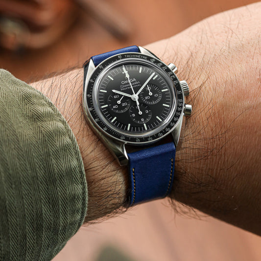 Missouri Vintage Leather Watch Strap - Navy