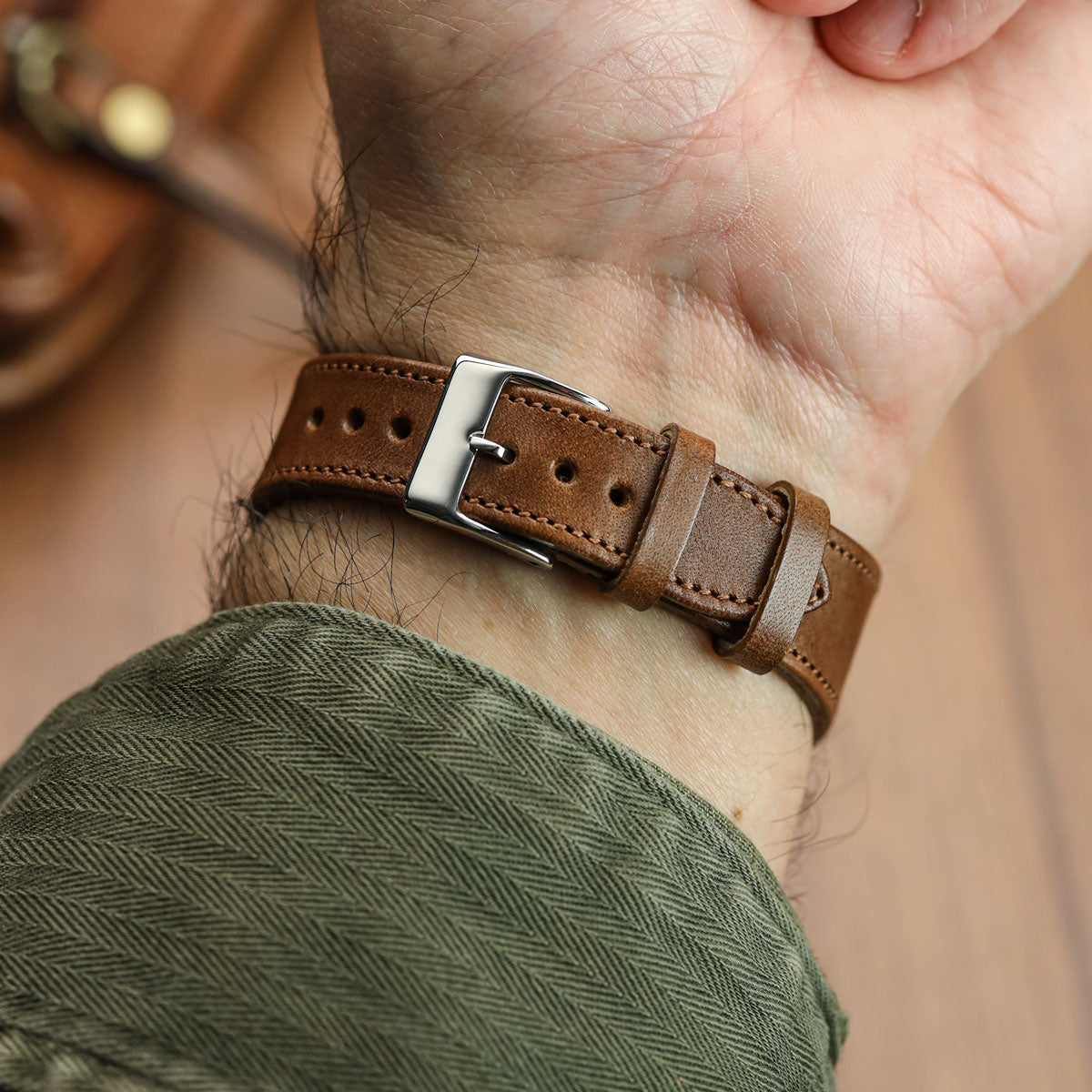Missouri Vintage Leather Watch Strap - Tan