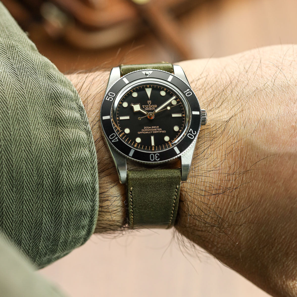 Missouri Vintage Leather Watch Strap - Olive