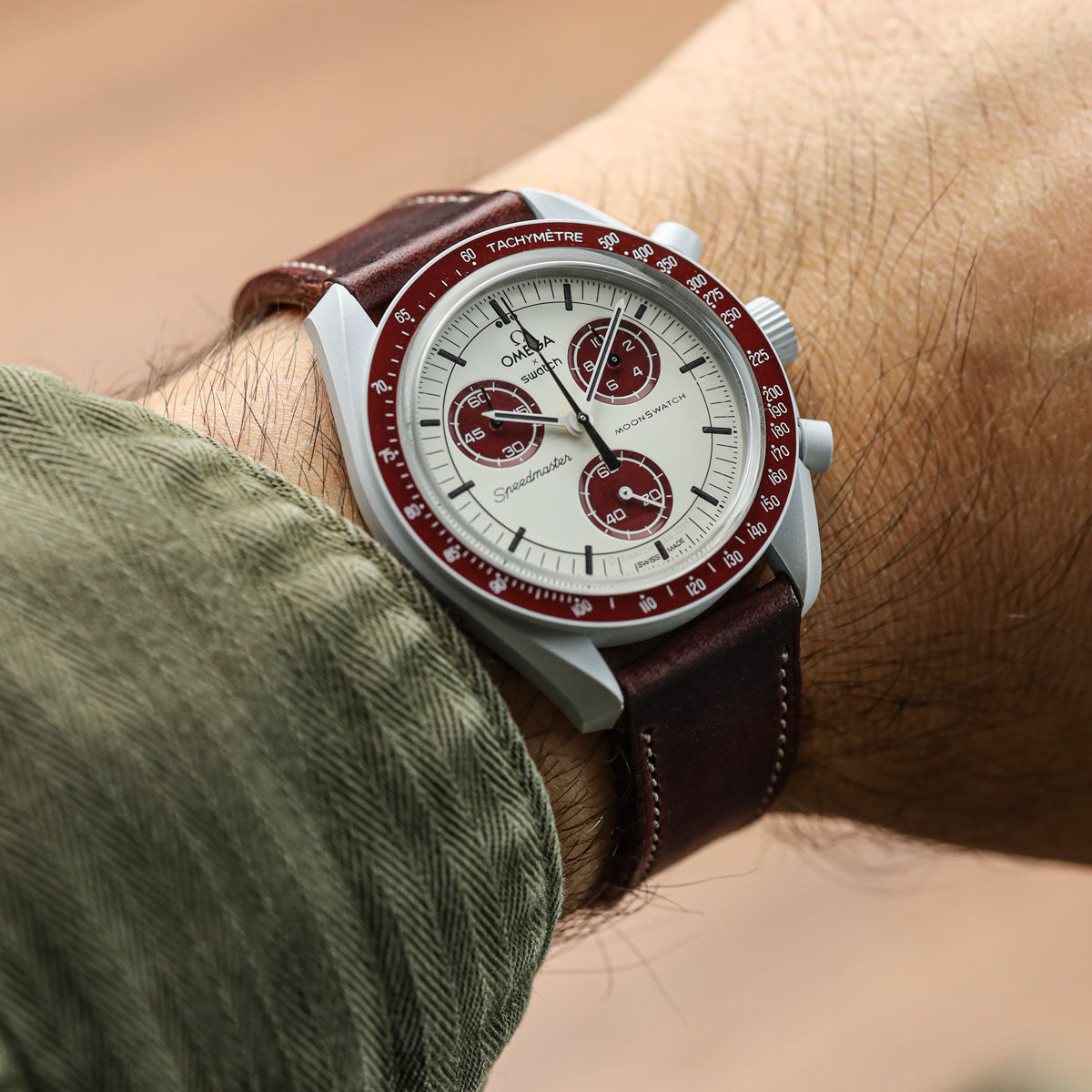 Hatherly Badalassi Caro - Burgundy/Beige Stitch