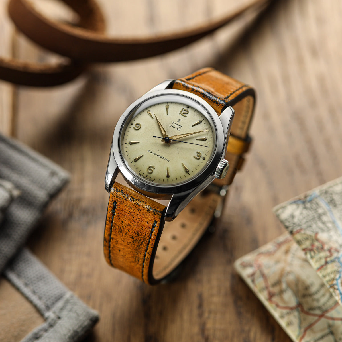 Radstock Vintage Genuine Leather Watch Strap Vintage Gold