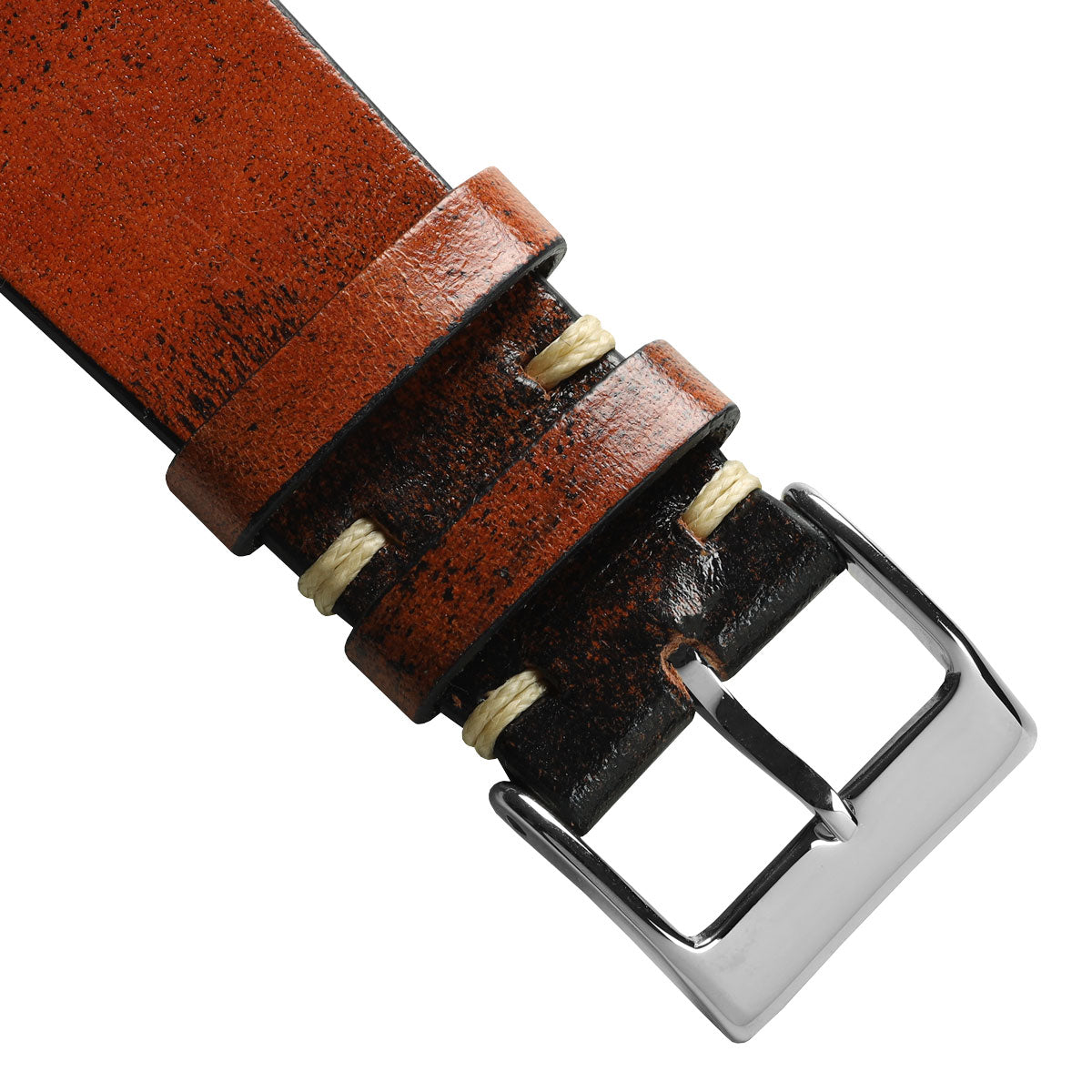 Radstock Vintage V-stitch Genuine Leather Watch Strap - Light Brown