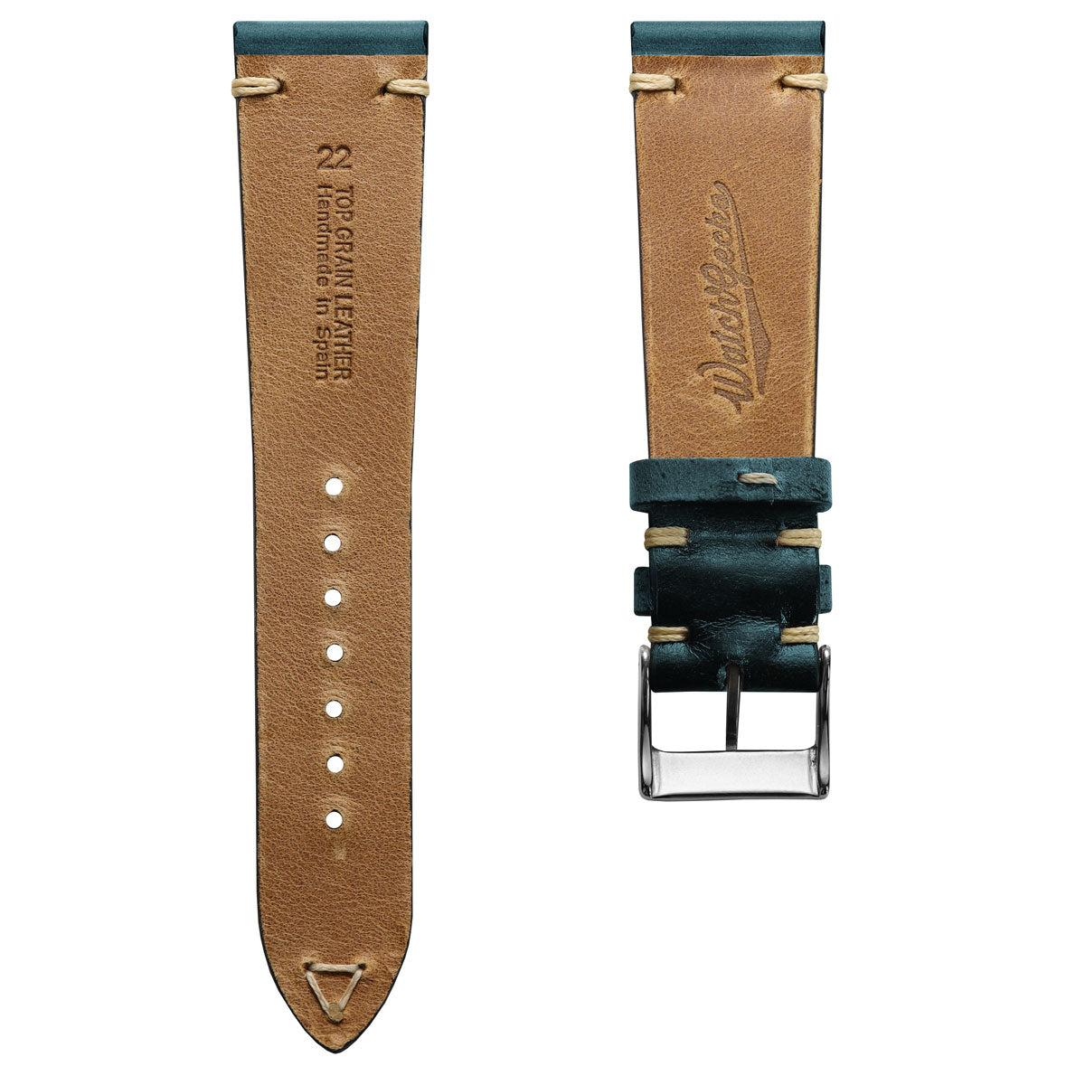 Radstock Vintage V-stitch Genuine Leather Watch Strap - Turquoise
