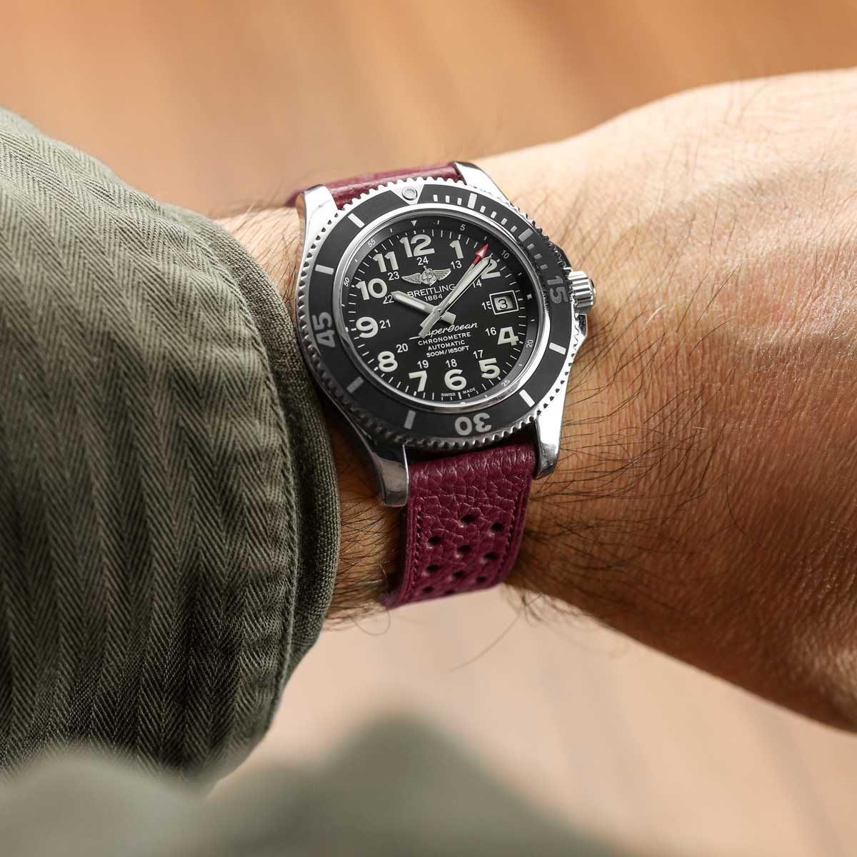 Ashdown Togo Leather Racing Watch Strap - Red