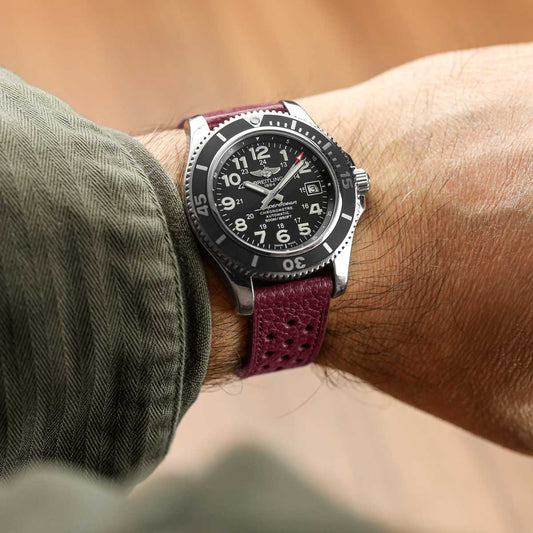 Ashdown Togo Leather Racing Watch Strap - Red