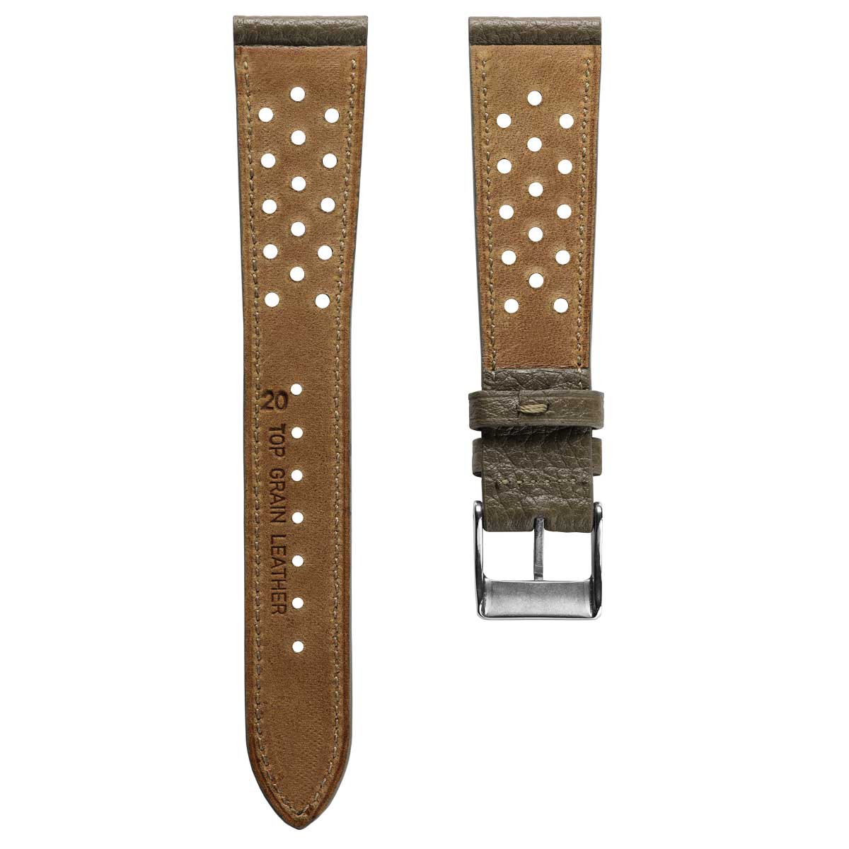 Ashdown Togo Leather Racing Watch Strap - Beige