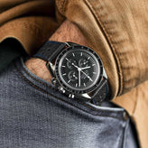 Ashdown Togo Leather Racing Watch Strap - Black / Blue