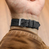 Ashdown Togo Leather Racing Watch Strap - Black