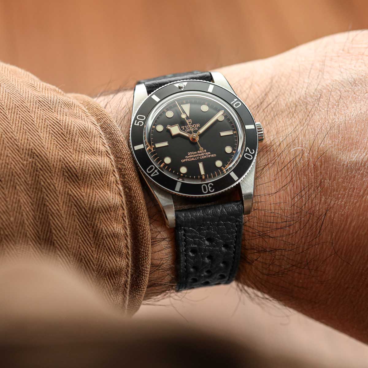 Ashdown Togo Leather Racing Watch Strap - Black