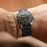 Ashdown Togo Leather Racing Watch Strap - Black