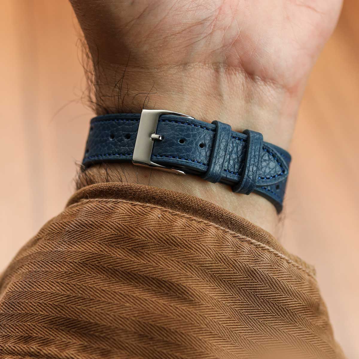 Ashdown Togo Leather Racing Watch Strap - Blue