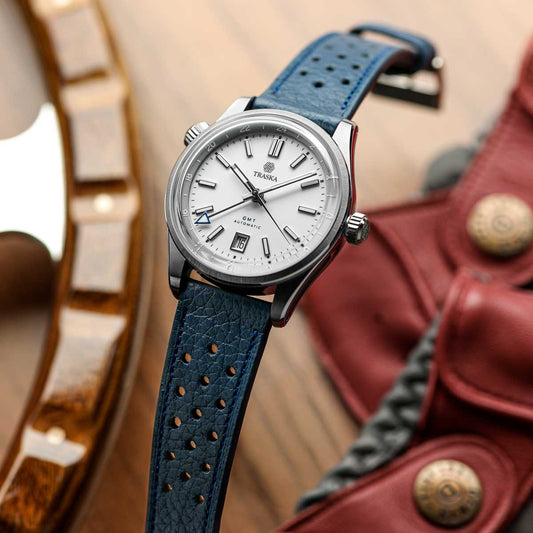 Ashdown Togo Leather Racing Watch Strap - Blue