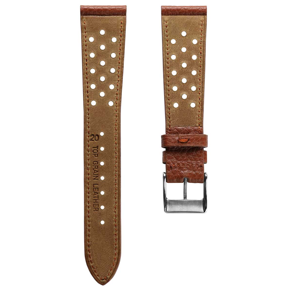 Ashdown Togo Leather Racing Watch Strap - Light Brown