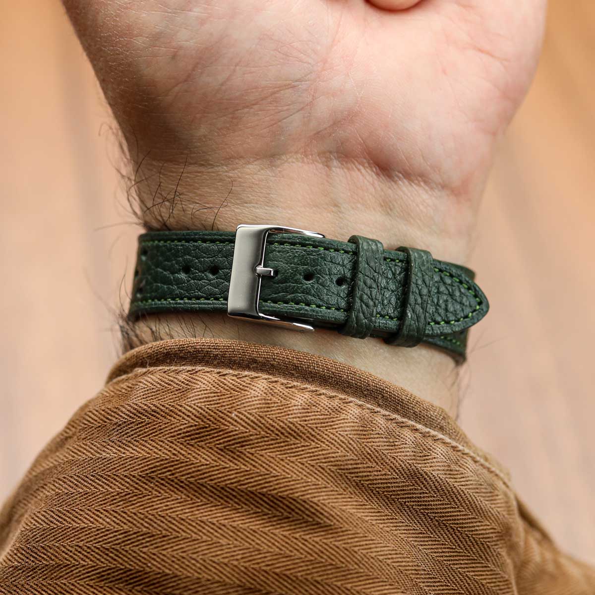 Ashdown Togo Leather Racing Watch Strap - Green