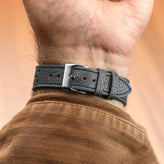 Ashdown Togo Leather Racing Watch Strap - Grey / Blue