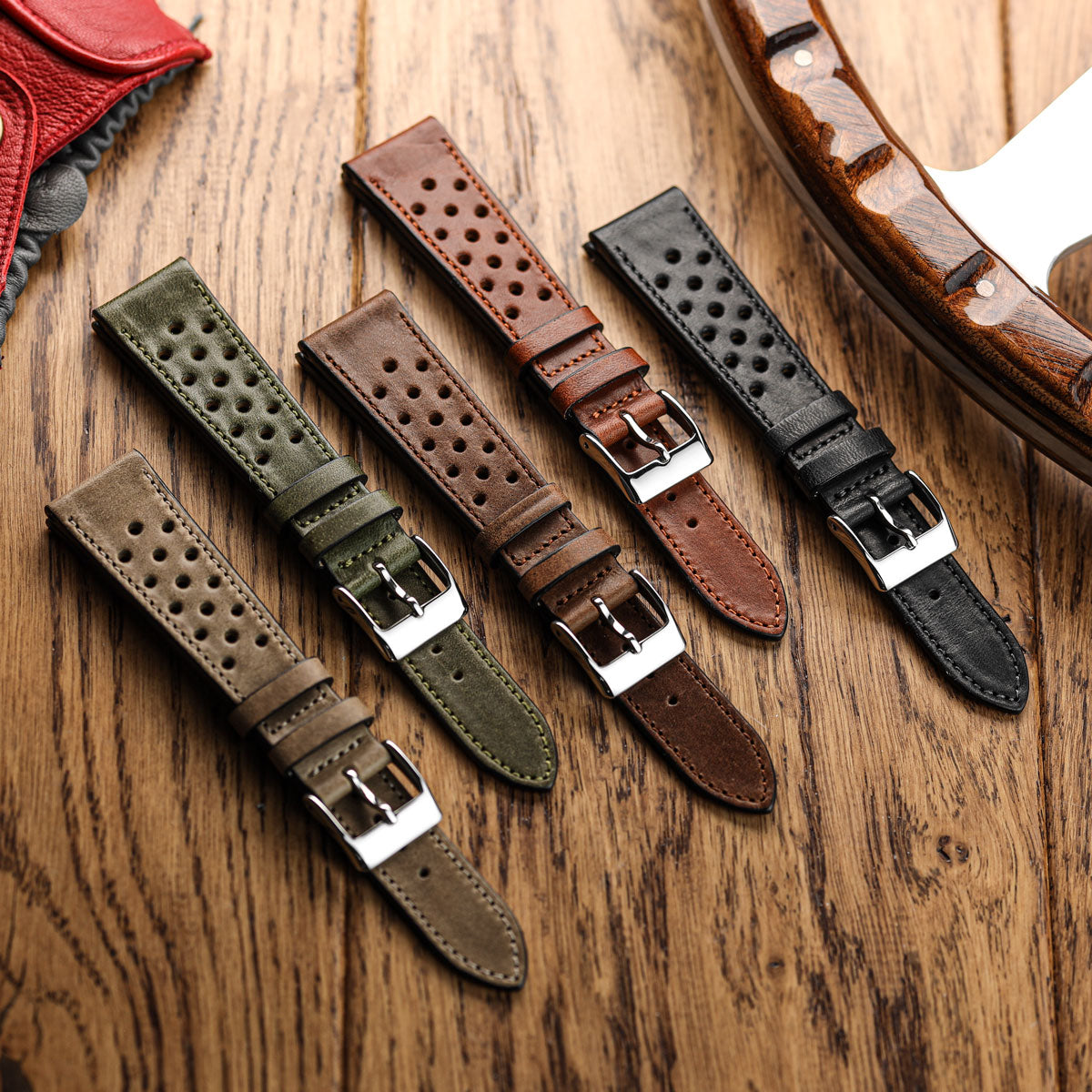 Missouri Perforated Leather Watch Strap Dark Brown WatchGecko missouri-perforated-leather-watch-strap-dark-brown-watchgecko
