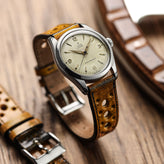 Radstock Racing Style Genuine Leather Watch Strap - Vintage Gold