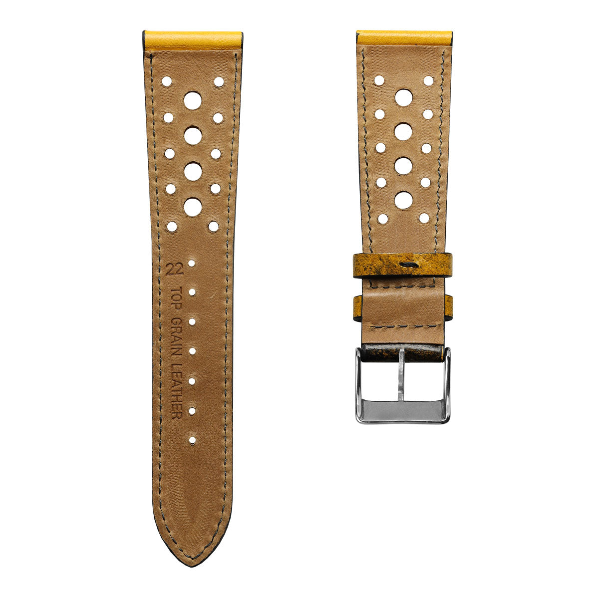 Radstock Racing Style Genuine Leather Watch Strap - Vintage Gold