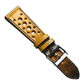 Radstock Racing Style Genuine Leather Watch Strap - Vintage Gold
