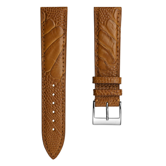 Durbuy Ostrich Leg Handmade Leather Watch Strap - Cognac