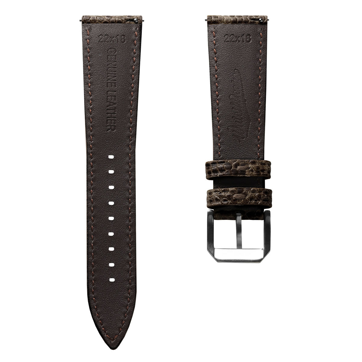 WatchGecko Adassa Classic Caviar Leather Watch Strap - Truffle