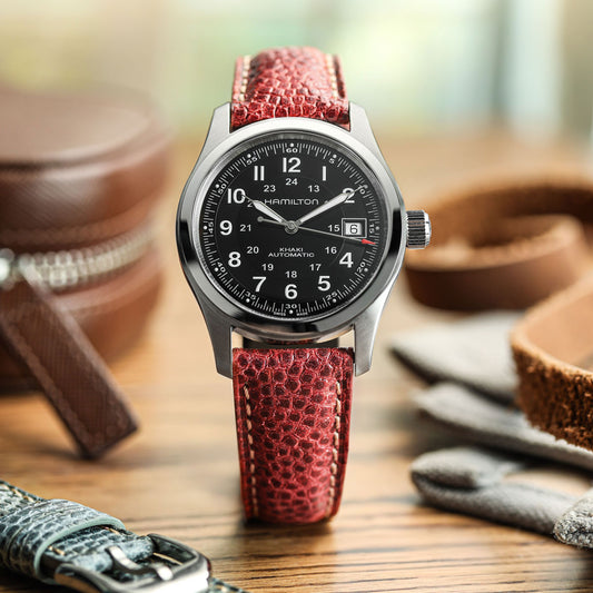 WatchGecko Adassa Classic Caviar Leather Watch Strap - Ember