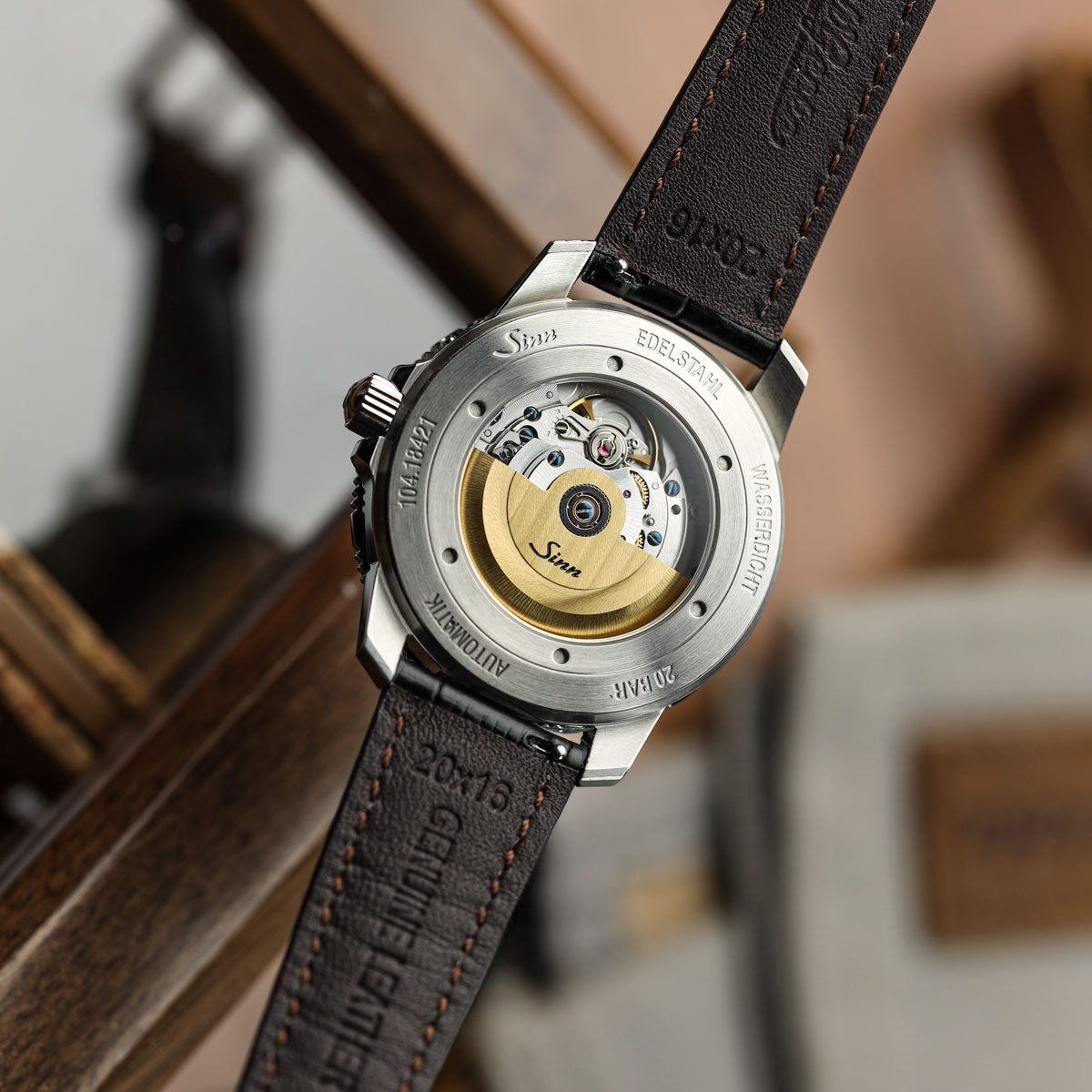 Carolina Gator Print Genuine Leather Watch Strap - Black / Red Stitching