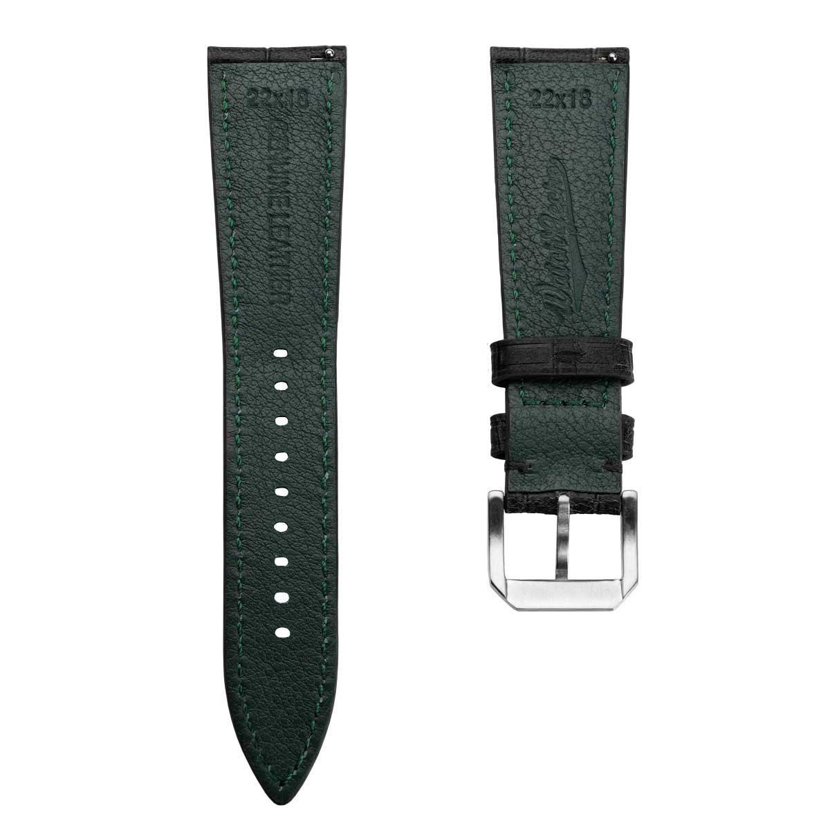 Vintage Carolina Gator Print Genuine Leather Watch Strap - Black