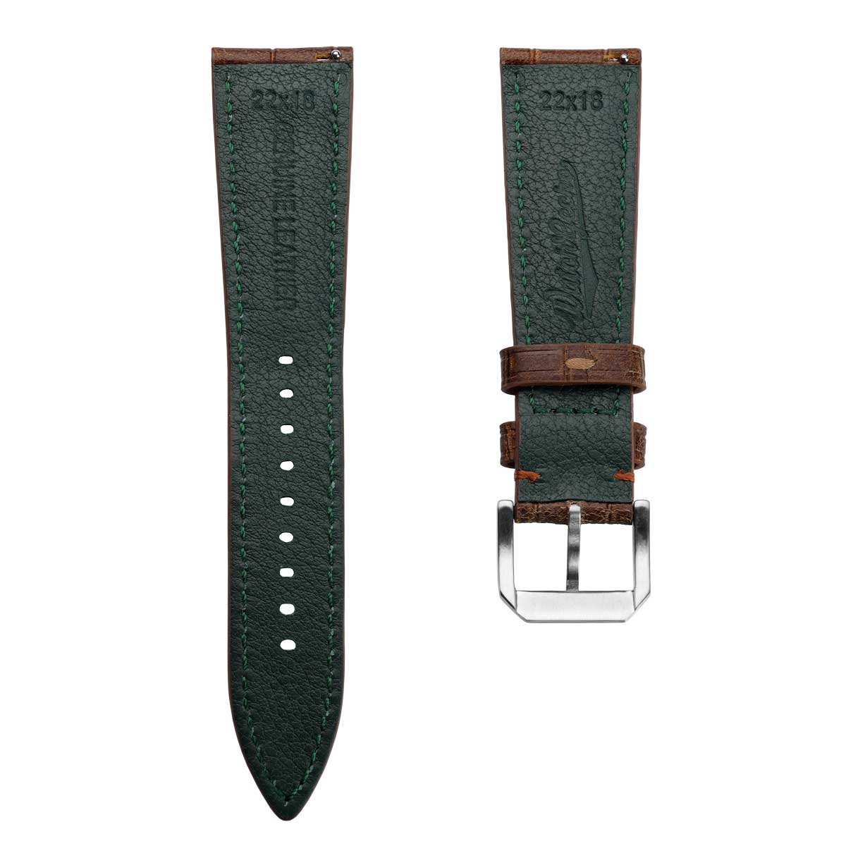 Vintage Carolina Gator Print Genuine Leather Watch Strap - Light Brown