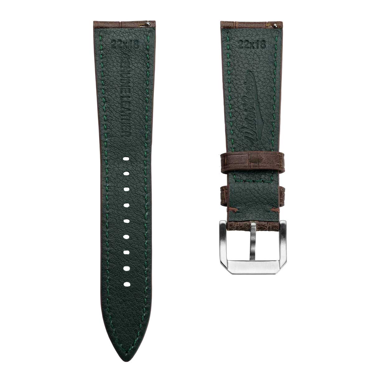 Vintage Carolina Gator Print Genuine Leather Watch Strap - Brown
