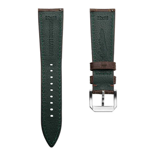 Vintage Carolina Gator Print Genuine Leather Watch Strap - Brown